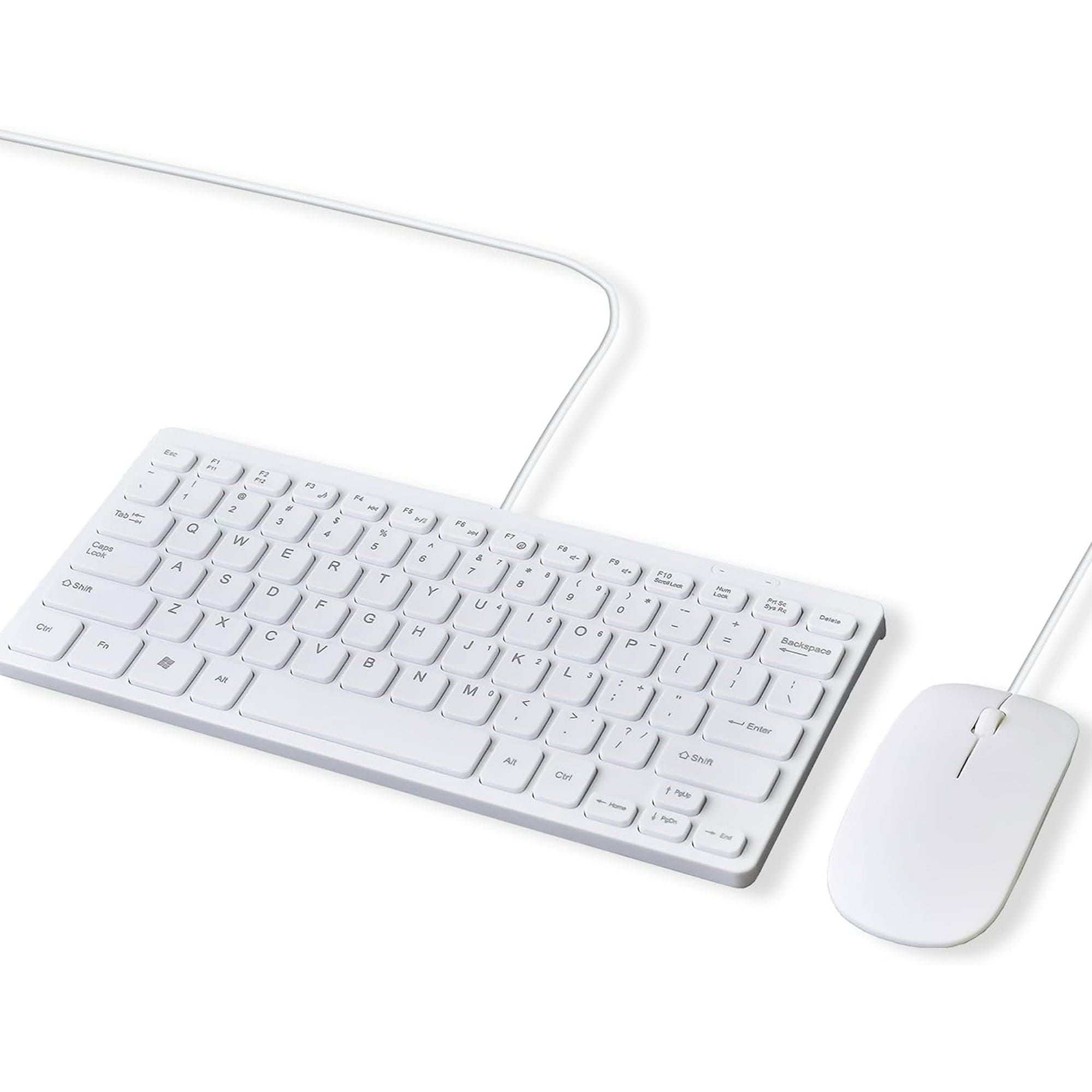 Wired Keyboard and Mouse Combo Slim & Quiet 11.25 inch, USB Connection, Compact Keyboard, US English, White
